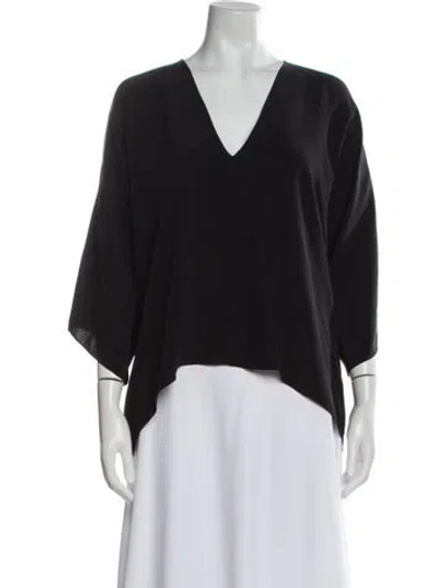 Pre-owned Alexis V-neck Three-quarter Sleeve Blouse In Black
