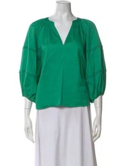 Pre-owned Alexis V-neck Three-quarter Sleeve Blouse In Green