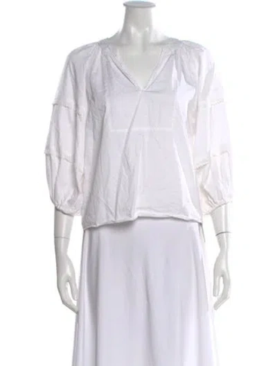 Pre-owned Alexis V-neck Three-quarter Sleeve Blouse In White