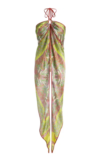 Alexis Paisley-print Halterneck Top In Multi