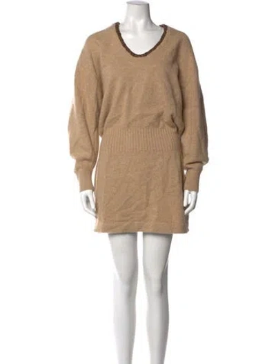 Pre-owned Alexis Wool Mini Dress In Neutrals