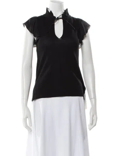 Pre-owned Alexis Wool Tie Neck Blouse In Black