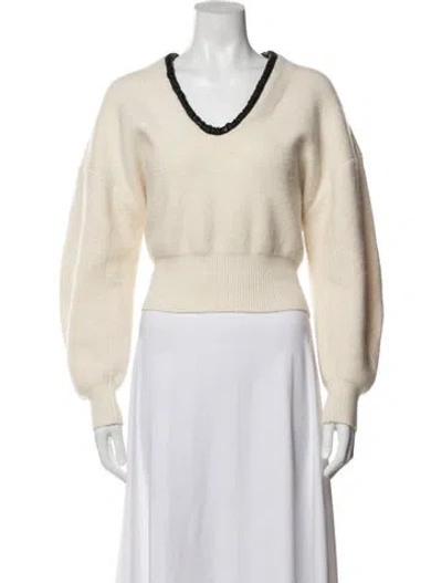 Pre-owned Alexis Wool V-neck Sweater In Neutral