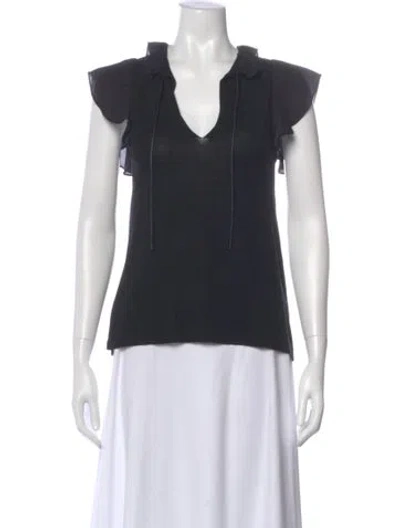 Pre-owned Alexis Wool V-neck Top In Black