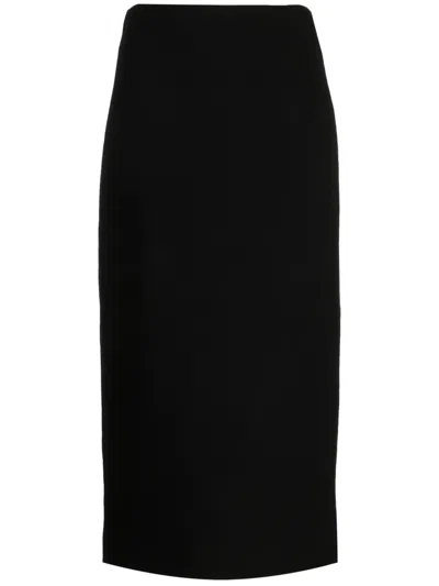 Alexis Yasmeen Wool Midi Pencil Skirt In Black