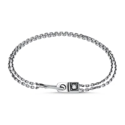 Aleyna Cebeci Jewelry Men's Arm In Arm, Handmade Silver Diamond Bracelet