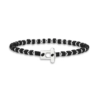 Aleyna Cebeci Jewelry Men's Black Lava Guardian Bracelet, Sterling Silver & Lava Stone