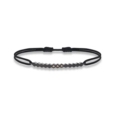 Aleyna Cebeci Jewelry Men's Black Zenith Adjustable Bracelet Sterling Silver & Brown Diamonds