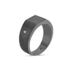 Aleyna Cebeci Jewelry Men's Handcrafted Black Rhodium Plated Silver Square Signet Ring With White Diamond