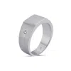 Aleyna Cebeci Jewelry Men's Handcrafted Silver Square Signet Ring With Diamond
