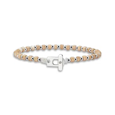 Aleyna Cebeci Jewelry Men's Neutrals River Guardian Bracelet, Sterling Silver & River Stone