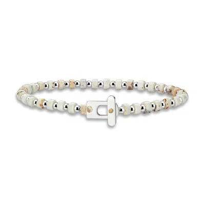 Aleyna Cebeci Jewelry Men's White Howlite Guardian Bracelet, Sterling Slver & Howlite