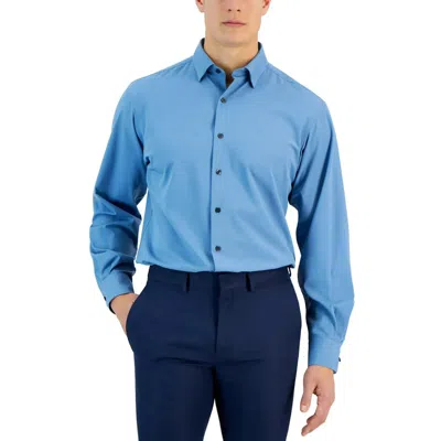 Alfani 1004659mn Dress Shirt Men's Blue Regular Fit Button-up Collared Klss93