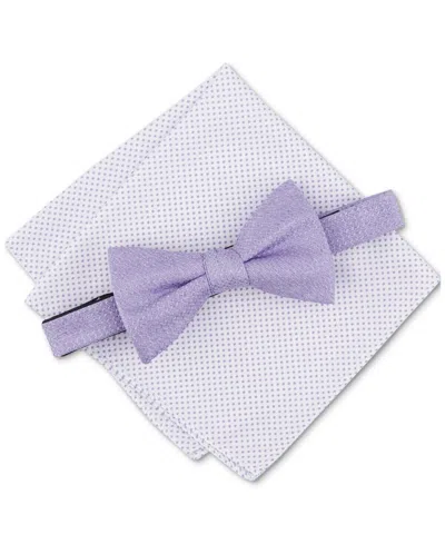 Alfani 1afs23-1003 Bow Tie & Pocket Square Set Men's Lilac Solid Formal Mxx98 In Purple