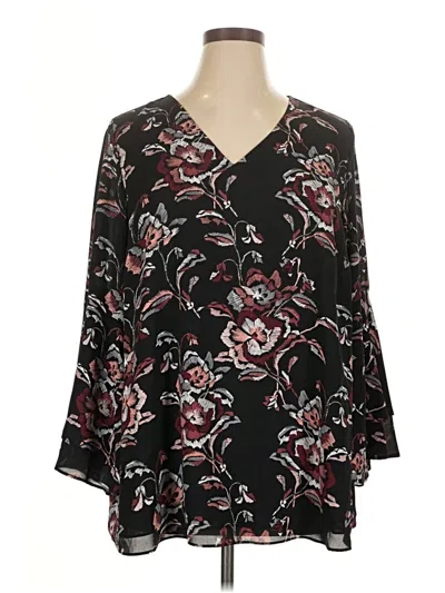 Pre-owned Alfani 3/4 Sleeve Blouse In Black