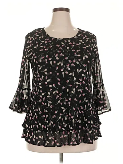 Pre-owned Alfani 3/4 Sleeve Blouse In Black