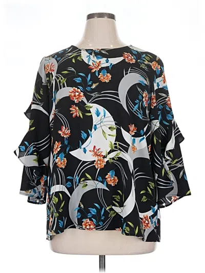 Pre-owned Alfani 3/4 Sleeve Blouse In Black