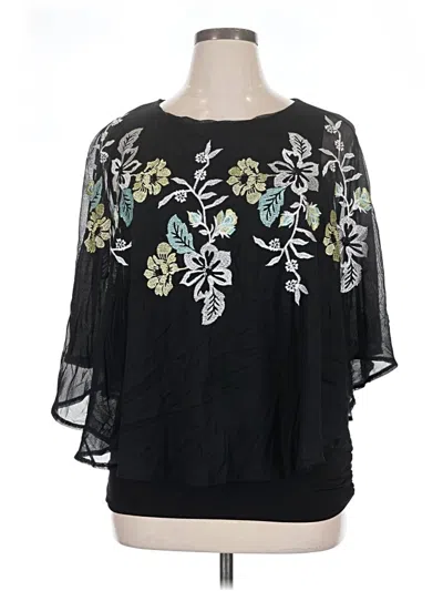 Pre-owned Alfani 3/4 Sleeve Blouse In Black