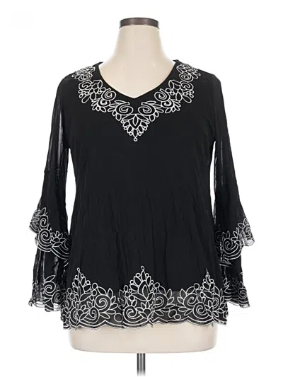 Pre-owned Alfani 3/4 Sleeve Blouse In Black