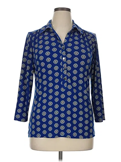 Pre-owned Alfani 3/4 Sleeve Blouse In Blue