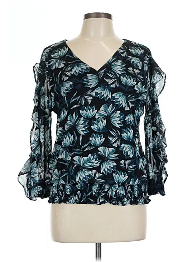Pre-owned Alfani 3/4 Sleeve Blouse In Blue