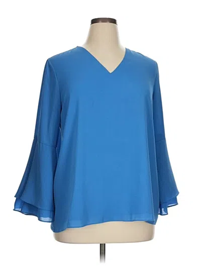 Pre-owned Alfani 3/4 Sleeve Blouse In Blue