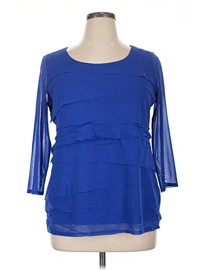 Pre-owned Alfani 3/4 Sleeve Blouse In Blue