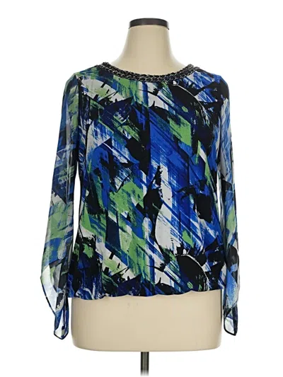 Pre-owned Alfani 3/4 Sleeve Blouse In Blue