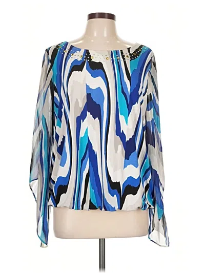Pre-owned Alfani 3/4 Sleeve Blouse In Blue