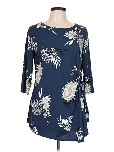 Pre-owned Alfani 3/4 Sleeve Blouse In Blue