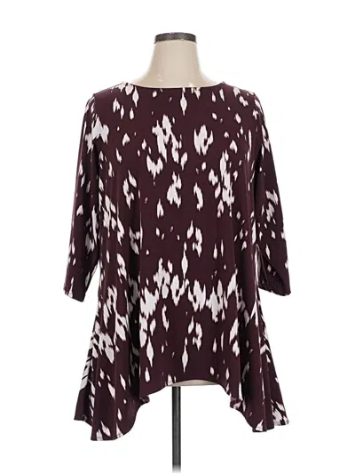 Pre-owned Alfani 3/4 Sleeve Blouse In Burgundy