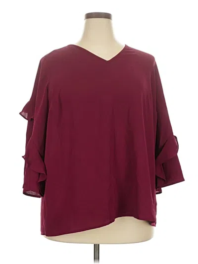 Pre-owned Alfani 3/4 Sleeve Blouse In Burgundy