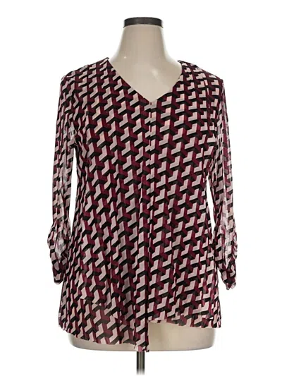 Pre-owned Alfani 3/4 Sleeve Blouse In Burgundy