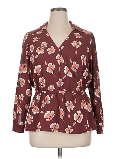 Pre-owned Alfani 3/4 Sleeve Blouse In Burgundy