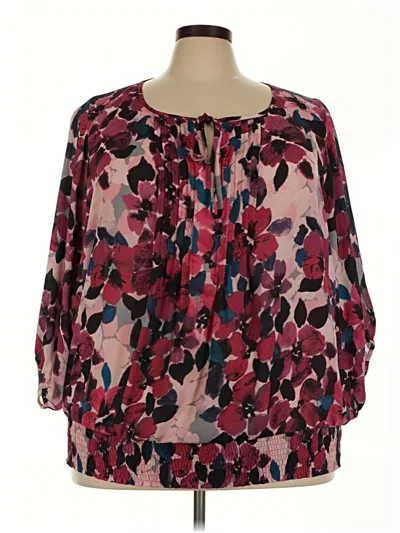 Pre-owned Alfani 3/4 Sleeve Blouse In Burgundy