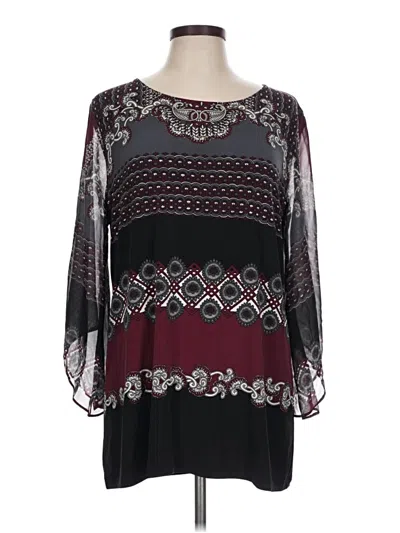 Pre-owned Alfani 3/4 Sleeve Blouse In Burgundy