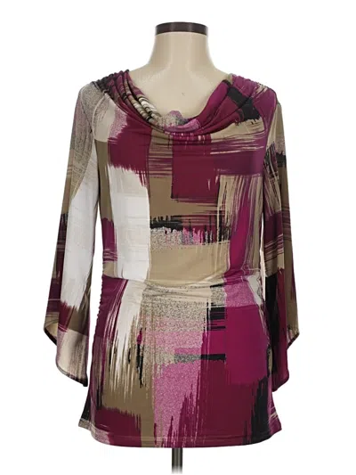 Pre-owned Alfani 3/4 Sleeve Blouse In Burgundy