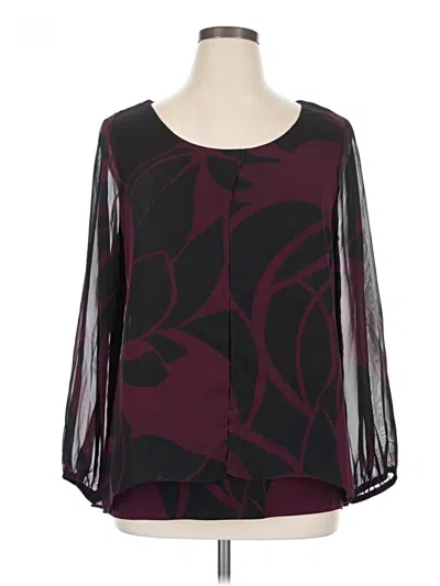 Pre-owned Alfani 3/4 Sleeve Blouse In Burgundy