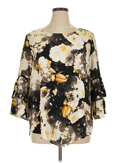 Pre-owned Alfani 3/4 Sleeve Blouse In Gold