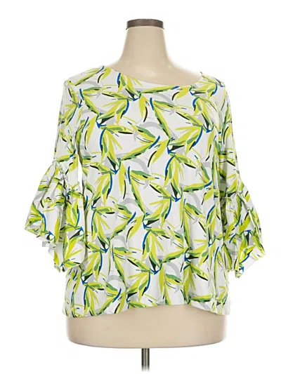 Pre-owned Alfani 3/4 Sleeve Blouse In Green