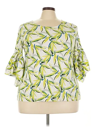 Pre-owned Alfani 3/4 Sleeve Blouse In Green