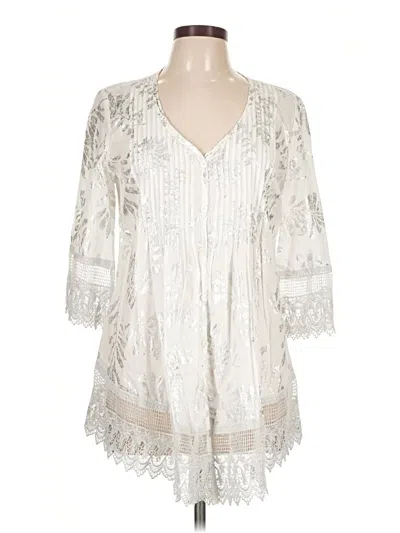 Pre-owned Alfani 3/4 Sleeve Blouse In Ivory