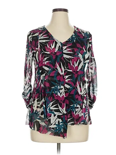 Pre-owned Alfani 3/4 Sleeve Blouse In Purple