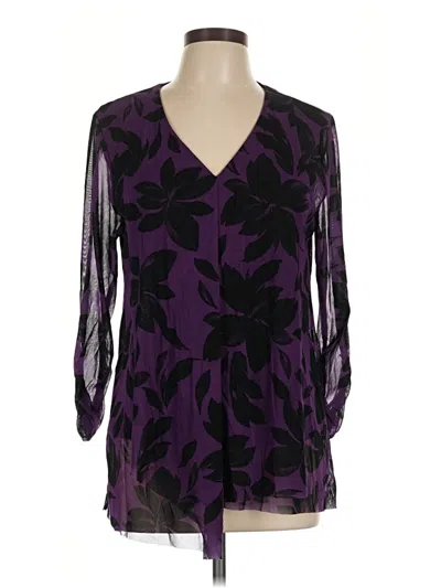 Pre-owned Alfani 3/4 Sleeve Blouse In Purple