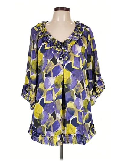 Pre-owned Alfani 3/4 Sleeve Blouse In Purple