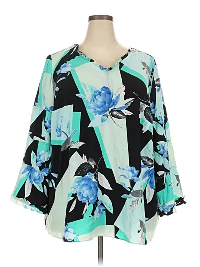 Pre-owned Alfani 3/4 Sleeve Blouse In Teal