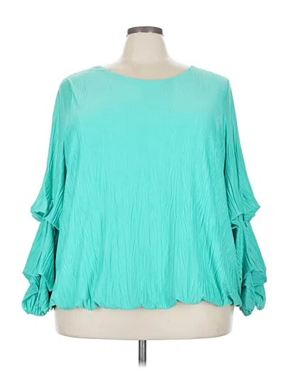 Pre-owned Alfani 3/4 Sleeve Blouse In Teal