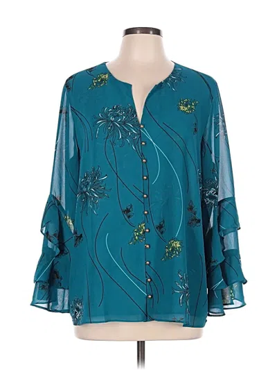 Pre-owned Alfani 3/4 Sleeve Blouse In Teal