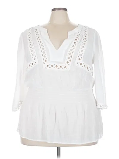 Pre-owned Alfani 3/4 Sleeve Blouse In White