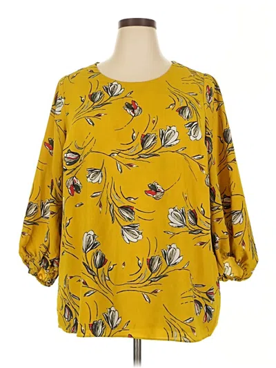 Pre-owned Alfani 3/4 Sleeve Blouse In Yellow